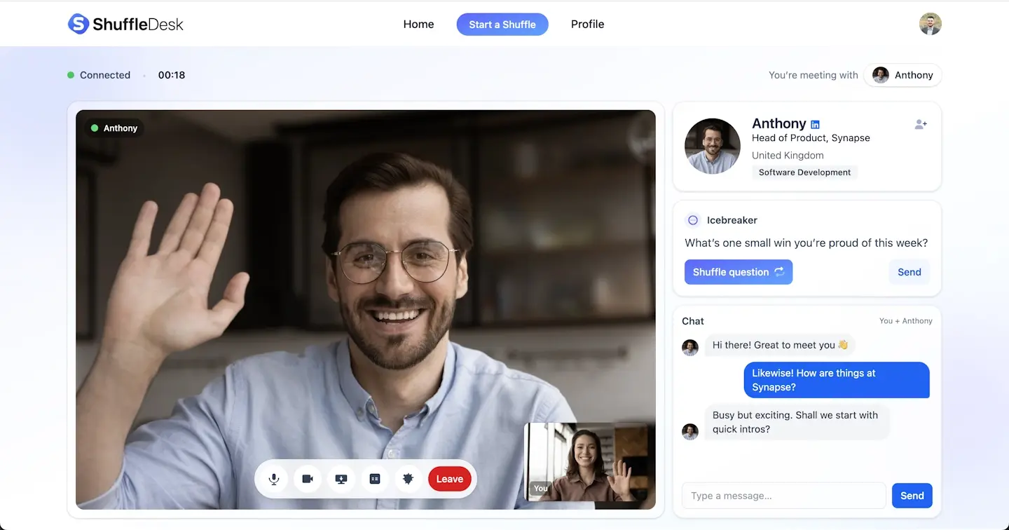 ShuffleDesk video call screenshot